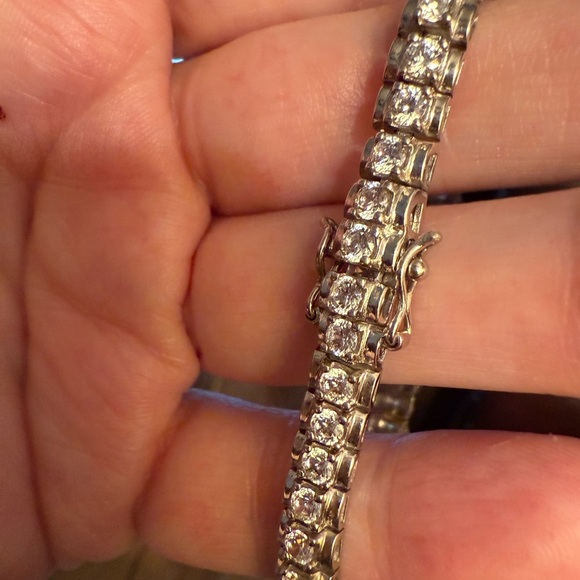 Estate Nolan Miller 925 Sterling Silver Diamonique Tennis Bracelet - Picture 3 of 5